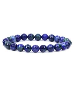 Amandastone Natural Gemstone 8mm Round Beads Stretch Bracelet 7 Inch