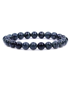 Amandastone Natural Gemstone 8mm Round Beads Stretch Bracelet 7 Inch