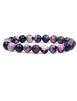 Amandastone Natural Gemstone 8mm Round Beads Stretch Bracelet 7 Inch