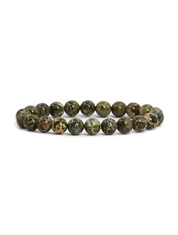 Amandastone Natural Gemstone 8mm Round Beads Stretch Bracelet 7 Inch