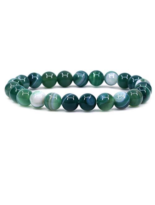 Amandastone Natural Gemstone 8mm Round Beads Stretch Bracelet 7 Inch