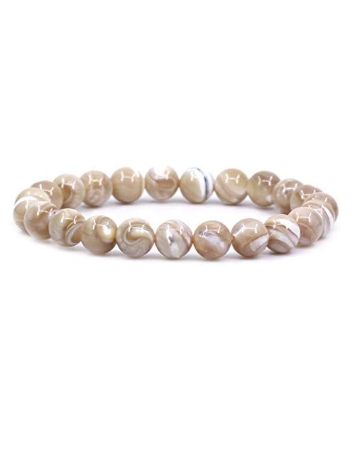 Amandastone Natural Gemstone 8mm Round Beads Stretch Bracelet 7 Inch