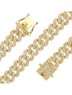 Putouzip Men's 12MM 14MM 20MM Chains 18K Gold Plated CZ Fully Iced-Out Miami Cuban Link Necklace