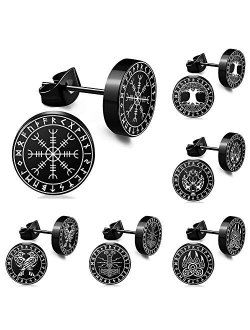 FLYUN 6Pairs Viking Earrings Men Viking Jewelry Fake Gauges Fake Plug Earrings Norse Earrings Mens Fake Gauge Earrings Viking Divination Earrings