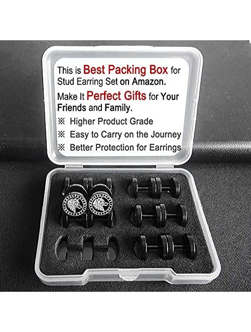 FLYUN 6Pairs Viking Earrings Men Viking Jewelry Fake Gauges Fake Plug Earrings Norse Earrings Mens Fake Gauge Earrings Viking Divination Earrings