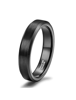 TRUMIUM 2mm 4mm 6mm 8mm 10mm Tungsten Ring Wedding Band for Women Men Bevel Edges Brushed Comfort Fit Size 4-15