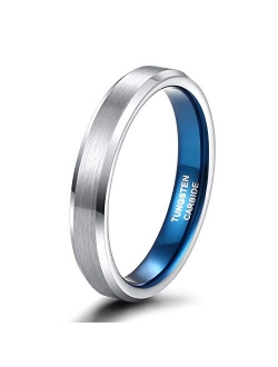 TRUMIUM 2mm 4mm 6mm 8mm 10mm Tungsten Ring Wedding Band for Women Men Bevel Edges Brushed Comfort Fit Size 4-15