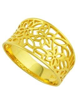 CloseoutWarehouse 925 Sterling Silver Victorian Leaf Filigree Vintage Ring (Comes in Colors)