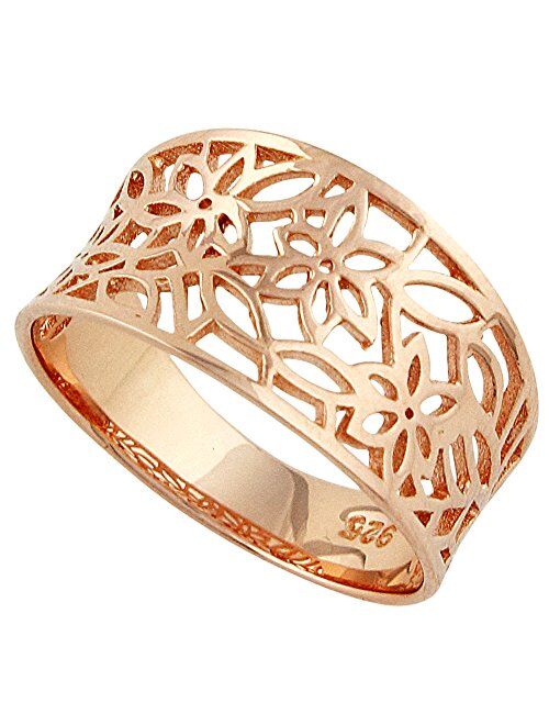 CloseoutWarehouse 925 Sterling Silver Victorian Leaf Filigree Vintage Ring (Comes in Colors)