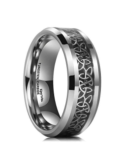 King Will Classic Tungsten Carbide Ring Inlay Celtic Knot 6mm/8mm Wedding Band for Men Engagement Ring Comfort Fit