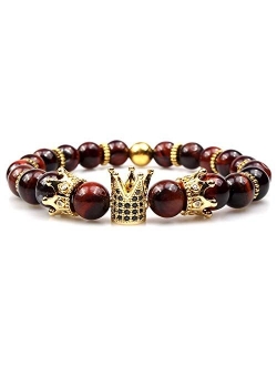 GVUSMIL Imperial Crown Bead Bracelet King&Queen Luxury Charm Couple Jewelry Xmas Gift for Women Men