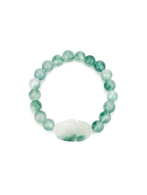 ZenBless Jade Bracelet for Women Men Lucky Charm 10mm Bead Bracelet with Pi Xiu/Pi Yao Attract Wealth and Good Luck Dark Green