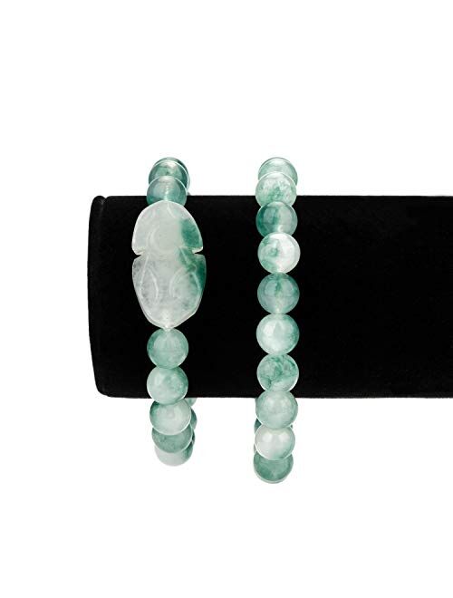 ZenBless Jade Bracelet for Women Men Lucky Charm 10mm Bead Bracelet with Pi Xiu/Pi Yao Attract Wealth and Good Luck Dark Green