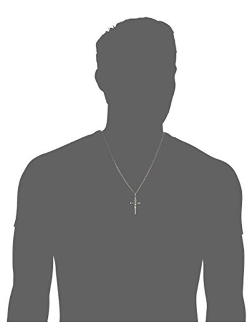 Amazon Collection Men's Sterling Silver Crucifix Pendant Necklace with Stainless Steel Chain, 24"