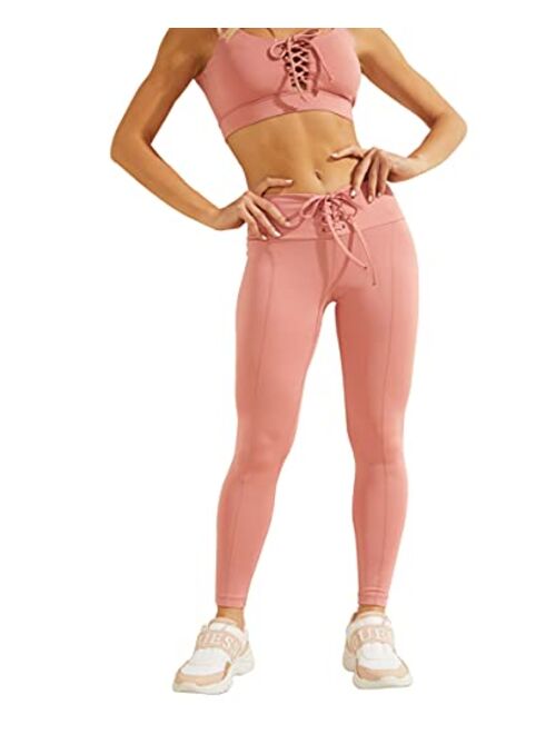 GUESS Women's Active Full Length Leggings with Lace-up Detail