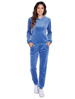 Women's 2 Piece Outfits Hoodie Long Sleeve Sweatshirt and Pants Set Tracksuit,Wine Red,XL