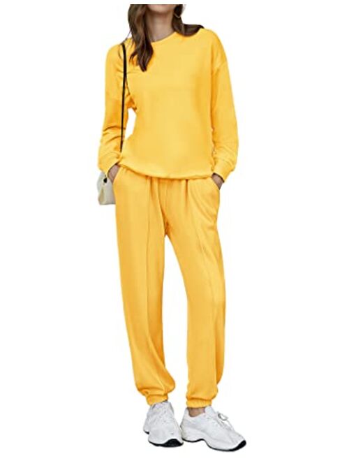 Hotouch Fleece Sweatsuit 2 Piece Outfit Winter Sherpa Lined Tracksuit Warm Up Suits Thick Sweatshirt and Sweatpants Sets