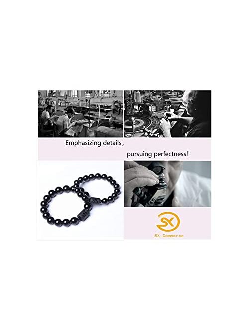 SX Commerce Natural Obsidian Stone Bead Bracelet Couple Men 10mm and Women 8mm Dragon and Phoenix Totem Jewelry