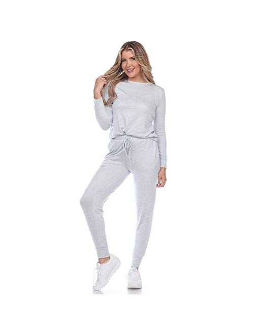 Women's White Mark 2-Piece Top & Bottoms Pajama Set