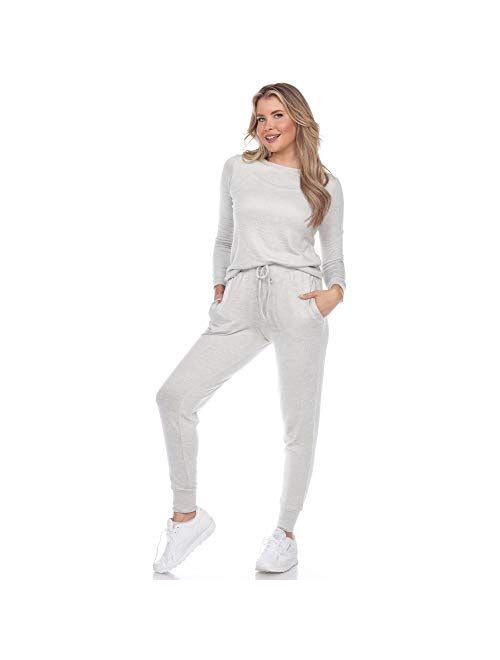 Women's White Mark 2-Piece Top & Bottoms Pajama Set