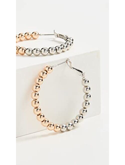 Kenneth Jay Lane Women's Gold And Silver Balls Hoop Earrings