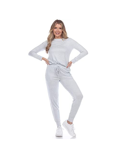 white mark 2 Piece Long Sleeve Soft to Touch Lounge Set