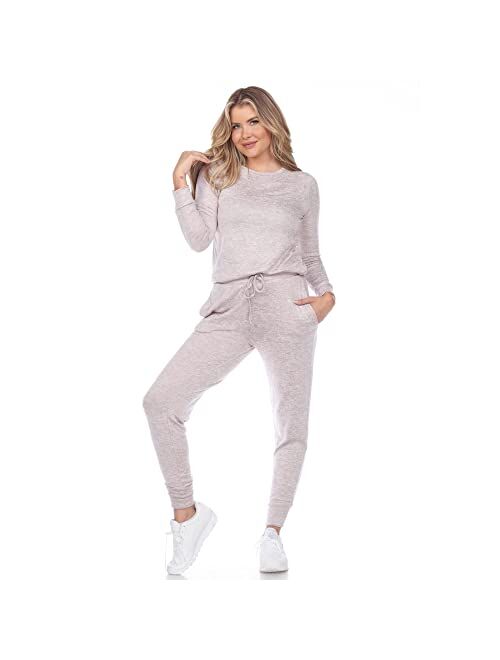 white mark 2 Piece Long Sleeve Soft to Touch Lounge Set