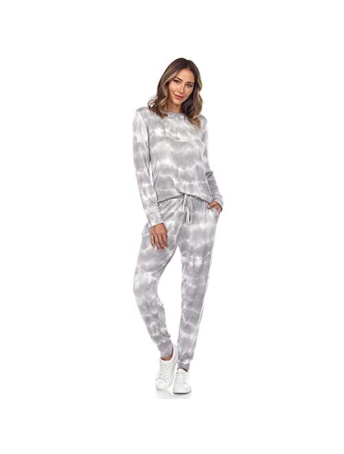 white mark 2 Piece Long Sleeve Soft to Touch Lounge Set