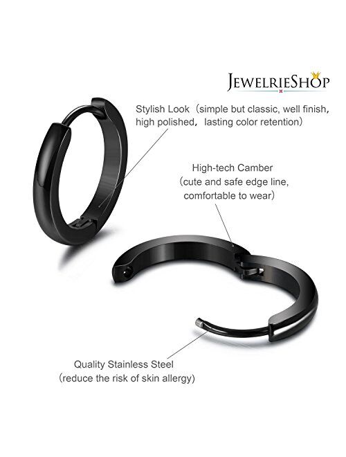 JewelrieShop Hoop Earrings Set Gold Surgical huggie Earrings, Hypoallergenic Huggie Ear Piercings Endless Huggie Hoop Earrings for Men Earrings (Gold, Black, Stainless St