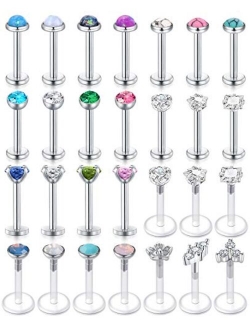 Zolure 16G Lip Rings Stainless Steel Labret Studs Monroe Lip Ring Helix Tragus Earring Stud Rings Medusa Piercing Jewelry