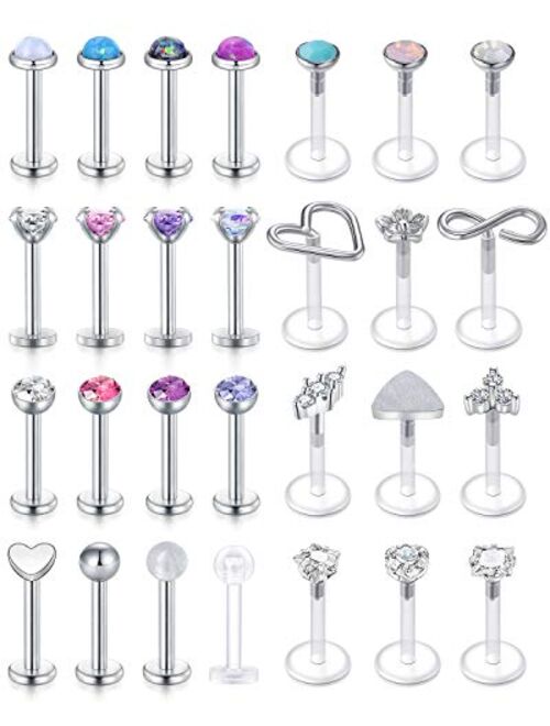 Zolure 16G Lip Rings Stainless Steel Labret Studs Monroe Lip Ring Helix Tragus Earring Stud Rings Medusa Piercing Jewelry