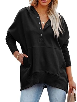 Womens Casual Long Sleeve Lapel Zipper Sweatshirt Drawstring Loose Pullover Tops