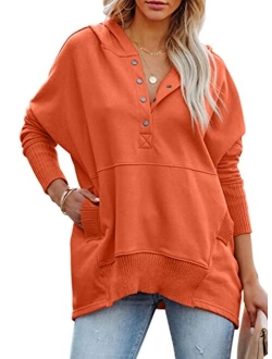 Womens Casual Long Sleeve Lapel Zipper Sweatshirt Drawstring Loose Pullover Tops