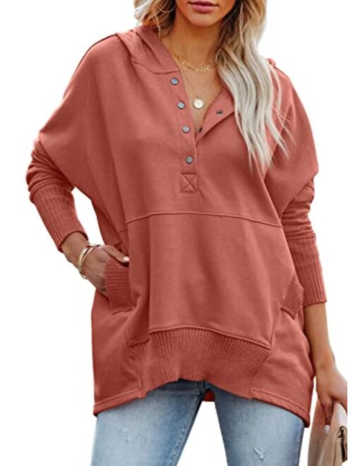 PRETTYGARDEN Women’s Casual Long Sleeve Lapel Zipper Sweatshirt Drawstring Loose Pullover Tops