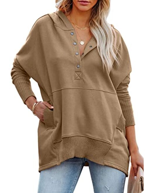 PRETTYGARDEN Women’s Casual Long Sleeve Lapel Zipper Sweatshirt Drawstring Loose Pullover Tops