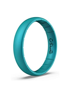 Enso Rings Thin Elements Silicone Ring Infused with Precious Elements – Stackable Wedding Engagement Band – 4.3mm Wide, 1.75mm Thick