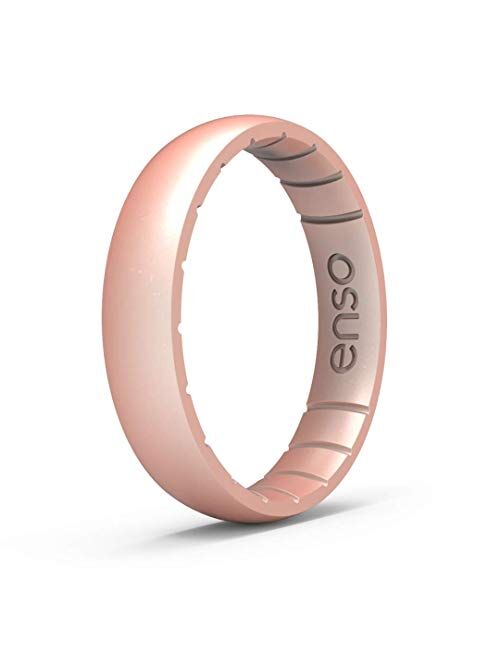 Enso Rings Thin Elements Silicone Ring Infused with Precious Elements – Stackable Wedding Engagement Band – 4.3mm Wide, 1.75mm Thick