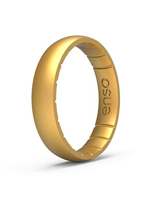 Enso Rings Thin Elements Silicone Ring Infused with Precious Elements – Stackable Wedding Engagement Band – 4.3mm Wide, 1.75mm Thick