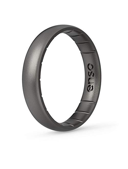 Enso Rings Thin Elements Silicone Ring Infused with Precious Elements – Stackable Wedding Engagement Band – 4.3mm Wide, 1.75mm Thick