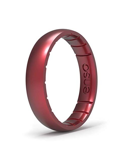 Enso Rings Thin Elements Silicone Ring Infused with Precious Elements – Stackable Wedding Engagement Band – 4.3mm Wide, 1.75mm Thick