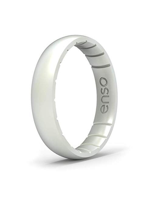 Enso Rings Thin Elements Silicone Ring Infused with Precious Elements – Stackable Wedding Engagement Band – 4.3mm Wide, 1.75mm Thick