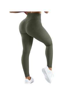 Women Cross Waist Butt Lifting Leggings with Pockets High Waisted Workout Yoga Pants