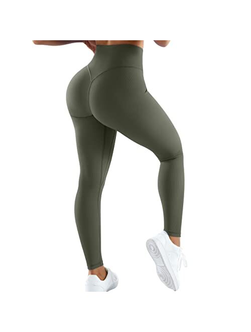 MOSHENGQI Women Cross Waist Butt Lifting Leggings with Pockets High Waisted Workout Yoga Pants