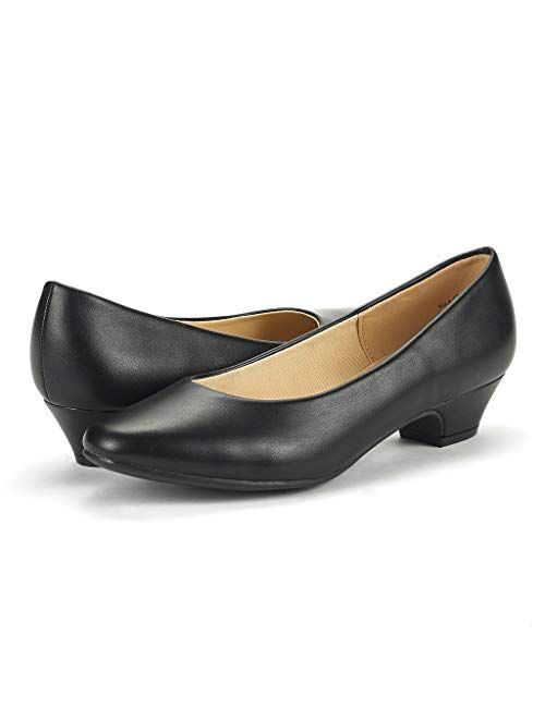 DREAM PAIRS Women's Mila Low Chunky Heel Pump Shoes