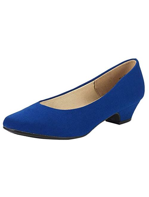 DREAM PAIRS Women's Mila Low Chunky Heel Pump Shoes