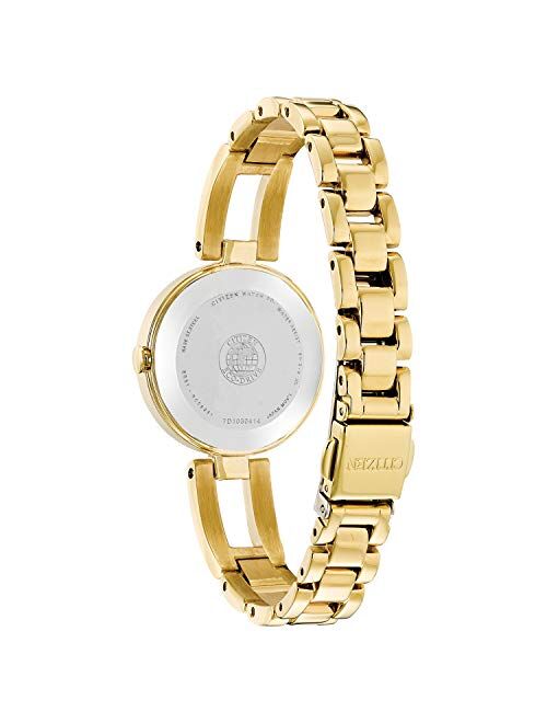 Citizen Eco-Drive Gold-Tone Axiom Quartz Womens Watch, Stainless Steel, (Model: EM0638-50P)