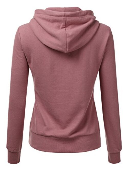 DOUBLJU Basic Lightweight Pullover Hoodie Sweatshirt for Women