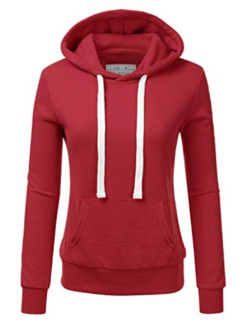 DOUBLJU Basic Lightweight Pullover Hoodie Sweatshirt for Women