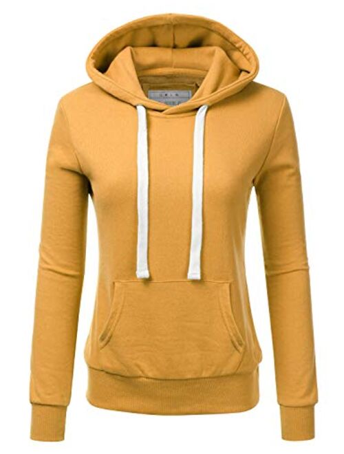 DOUBLJU Basic Lightweight Pullover Hoodie Sweatshirt for Women