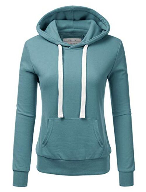 DOUBLJU Basic Lightweight Pullover Hoodie Sweatshirt for Women